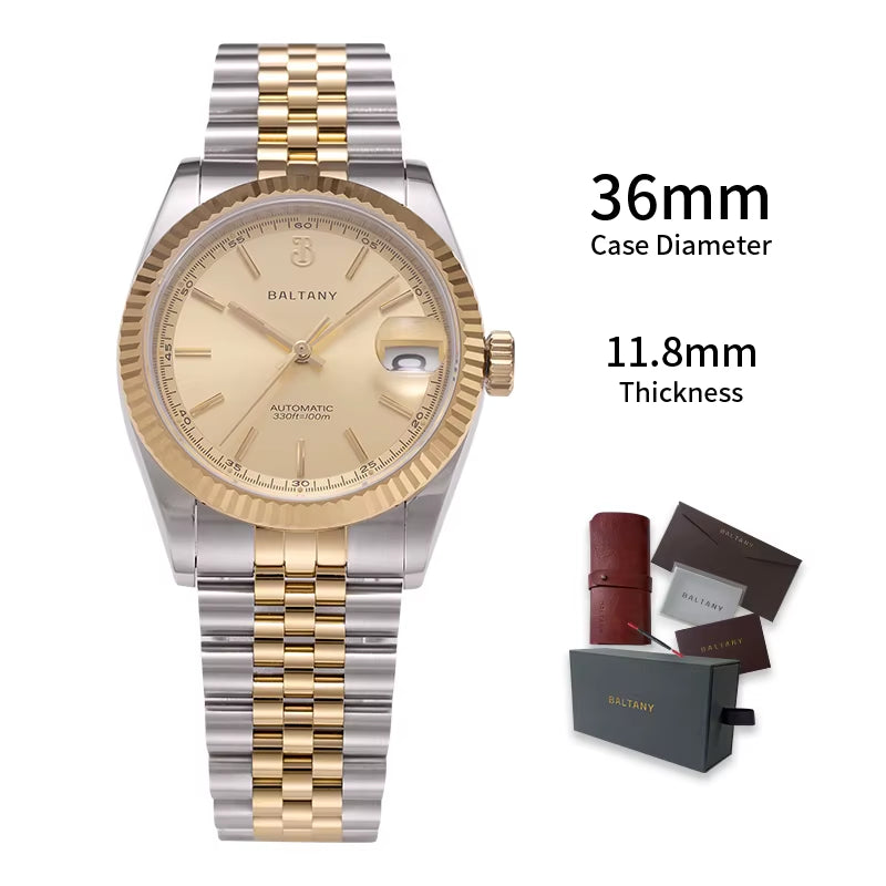 36Mm Gold Watch Men S4084 Waterproof 10ATM Jubilee Bracelet NH35 Automatic Mechanical Luxury Dress Watches for Men