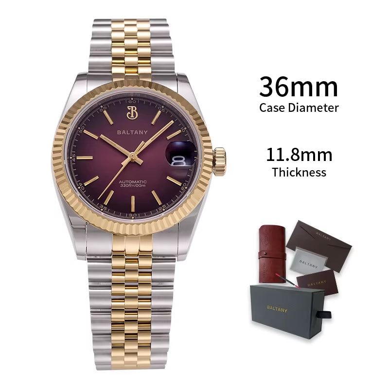 36Mm Gold Watch Men S4084 Waterproof 10ATM Jubilee Bracelet NH35 Automatic Mechanical Luxury Dress Watches for Men